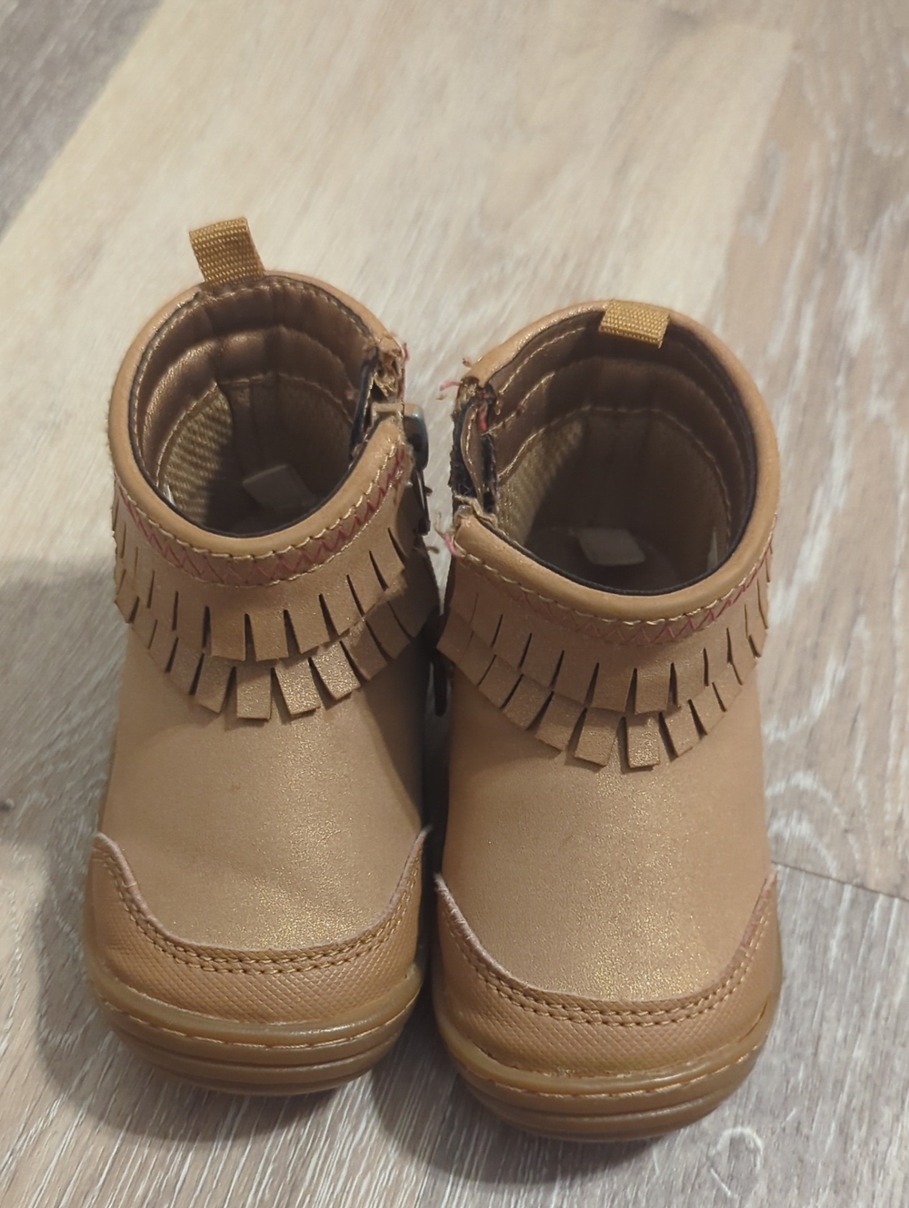 Stride Rite Tan Fringe Ankle Boots for Kids